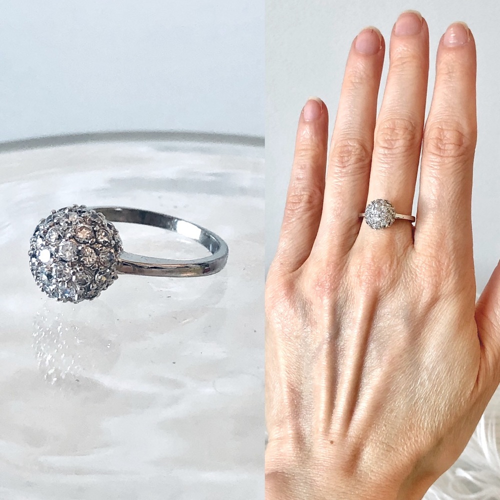 Pave sterling small cocktail ring